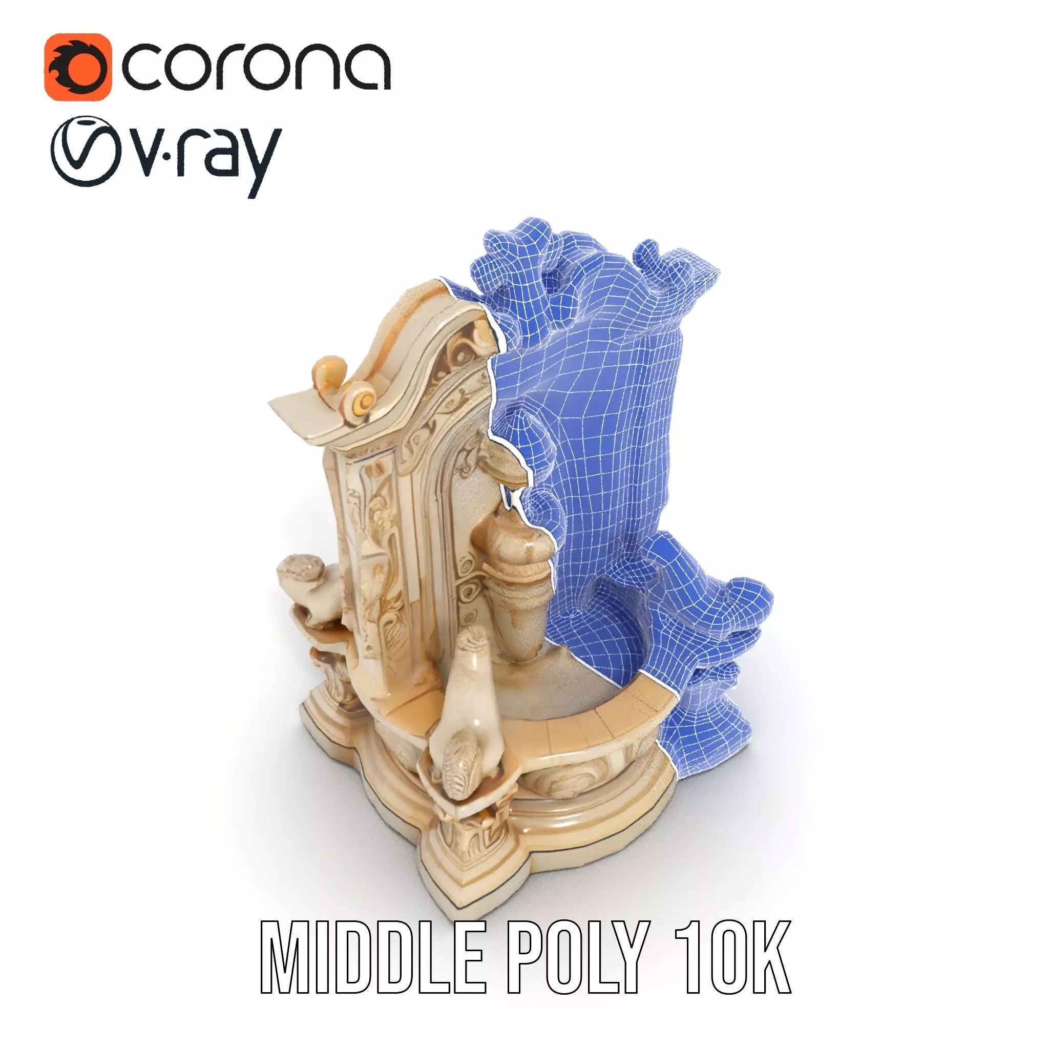 Elegant Marble Fountain model pack Low-poly 3D model_27