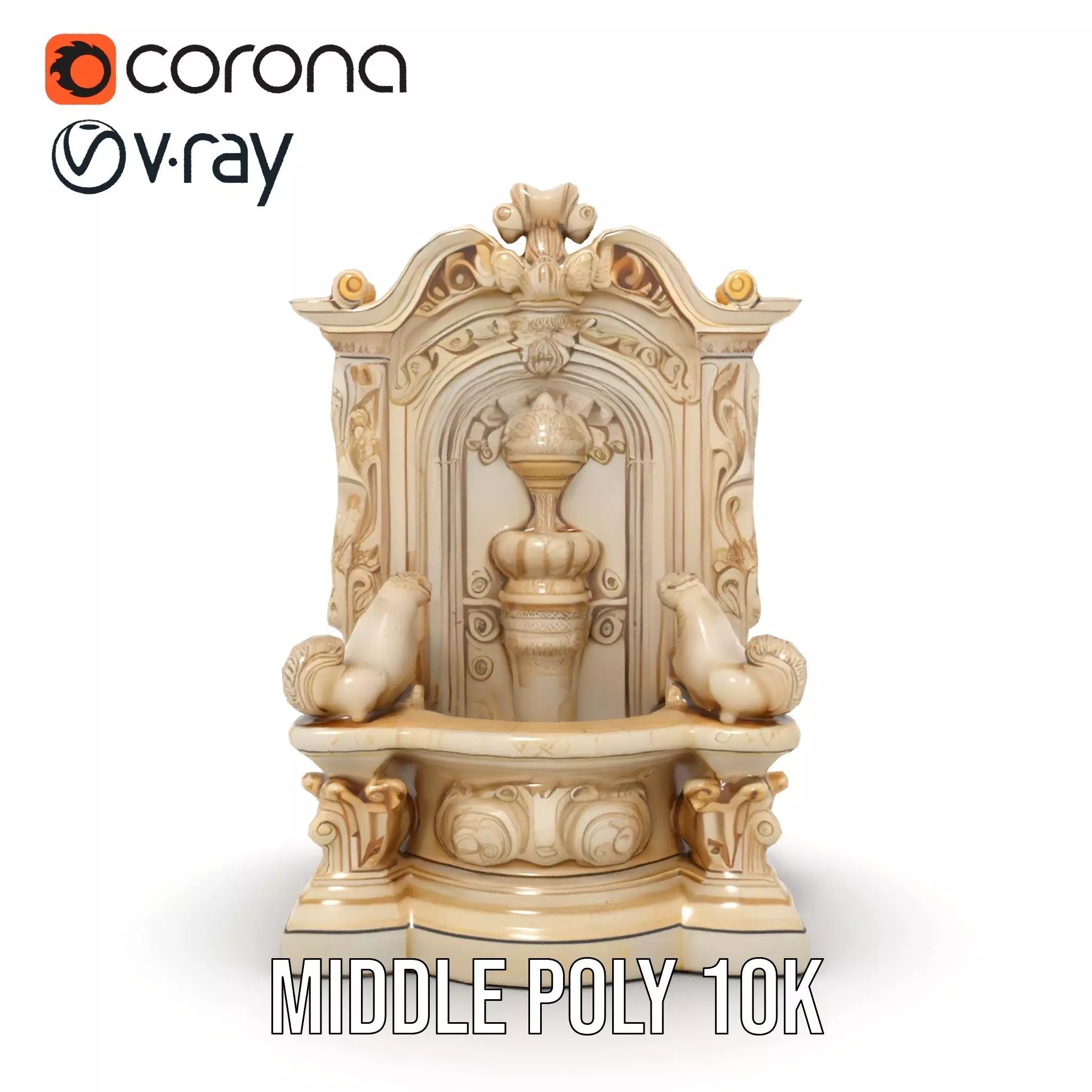Elegant Marble Fountain model pack Low-poly 3D model_13