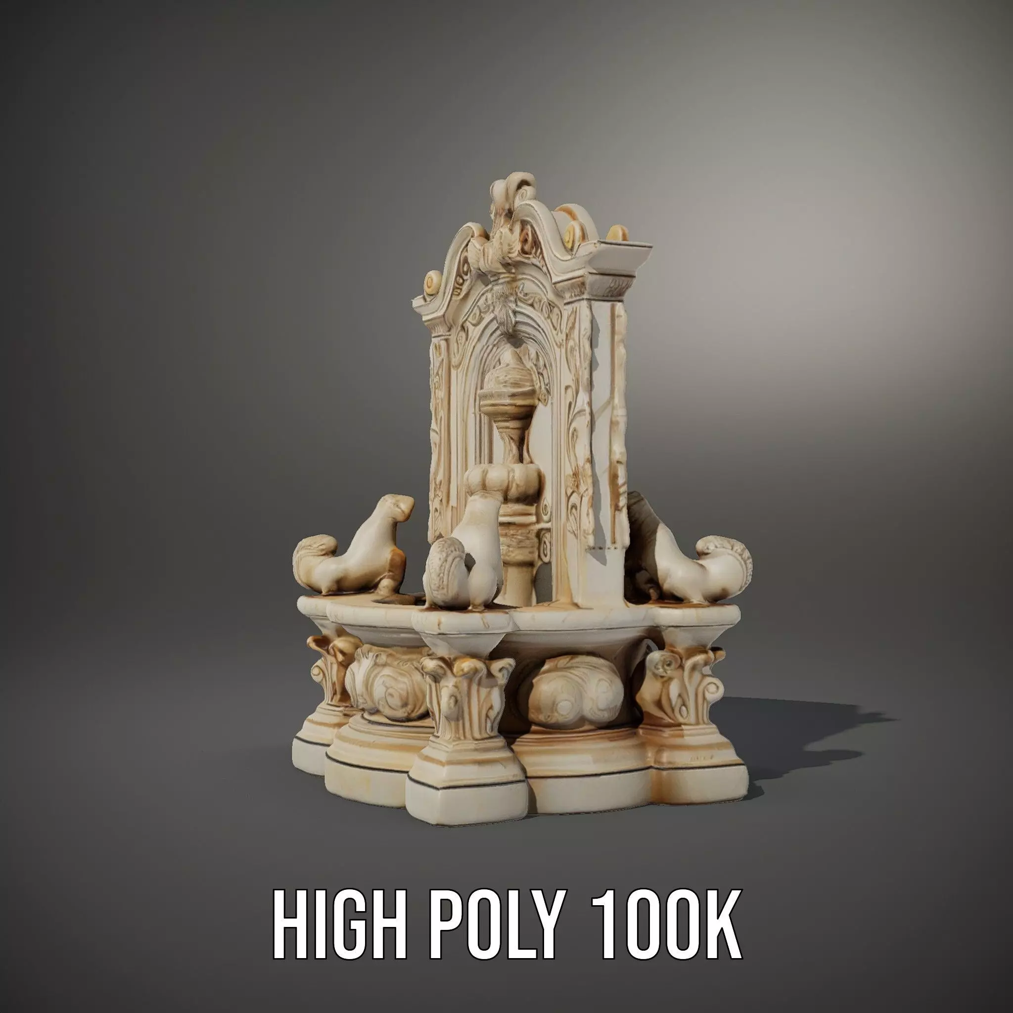 Elegant Marble Fountain model pack Low-poly 3D model_8