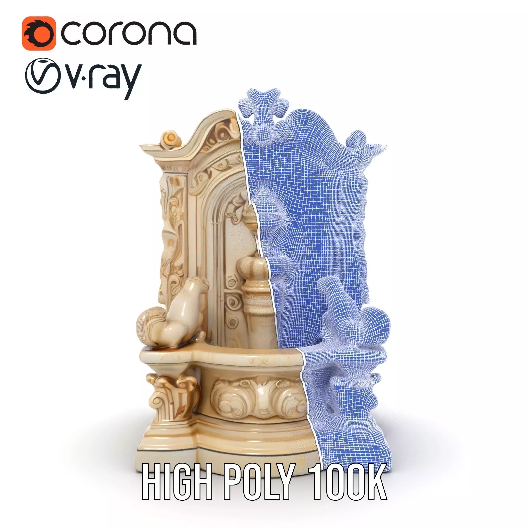 Elegant Marble Fountain model pack Low-poly 3D model_34