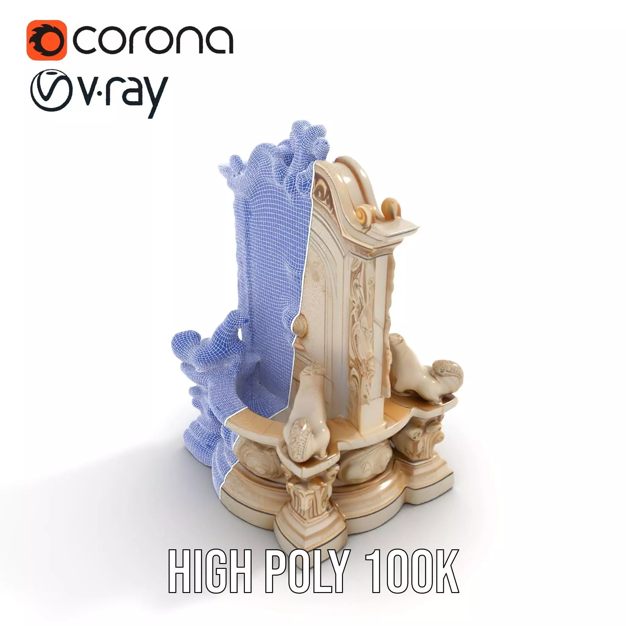 Elegant Marble Fountain model pack Low-poly 3D model_33
