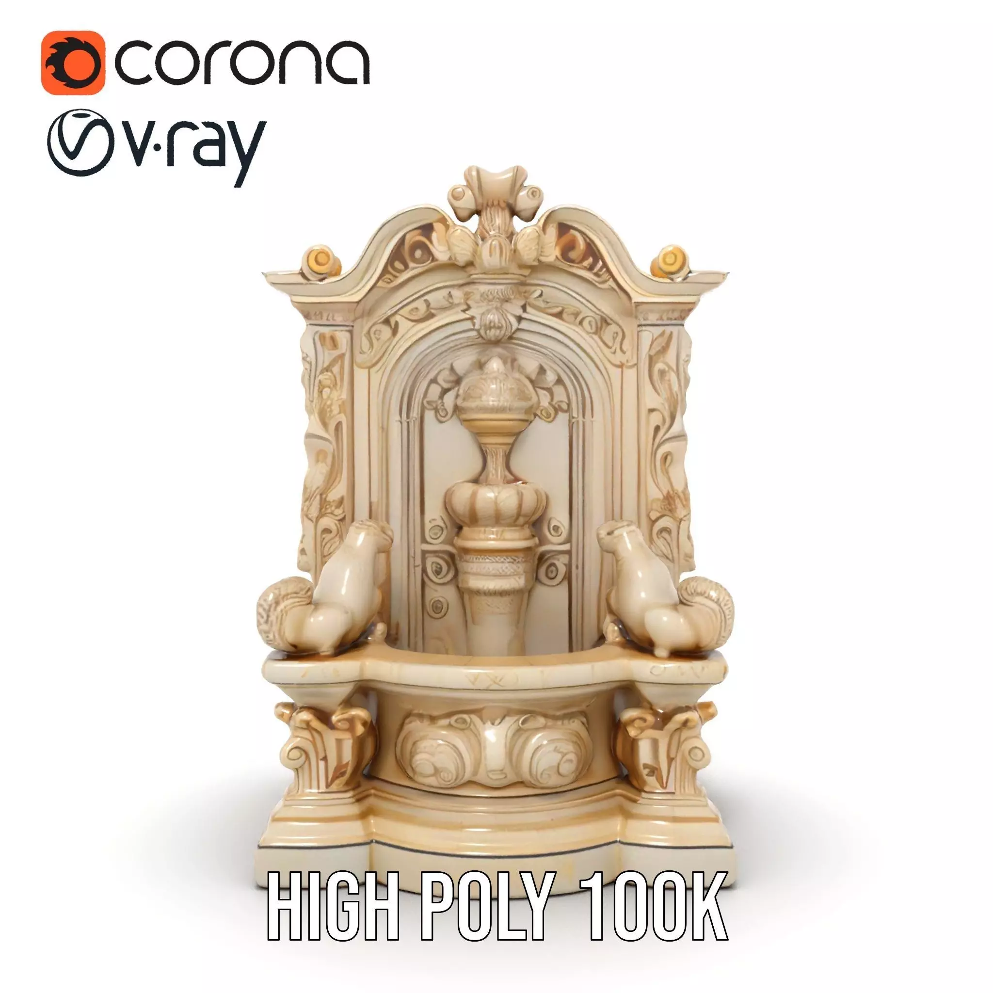 Elegant Marble Fountain model pack Low-poly 3D model_23