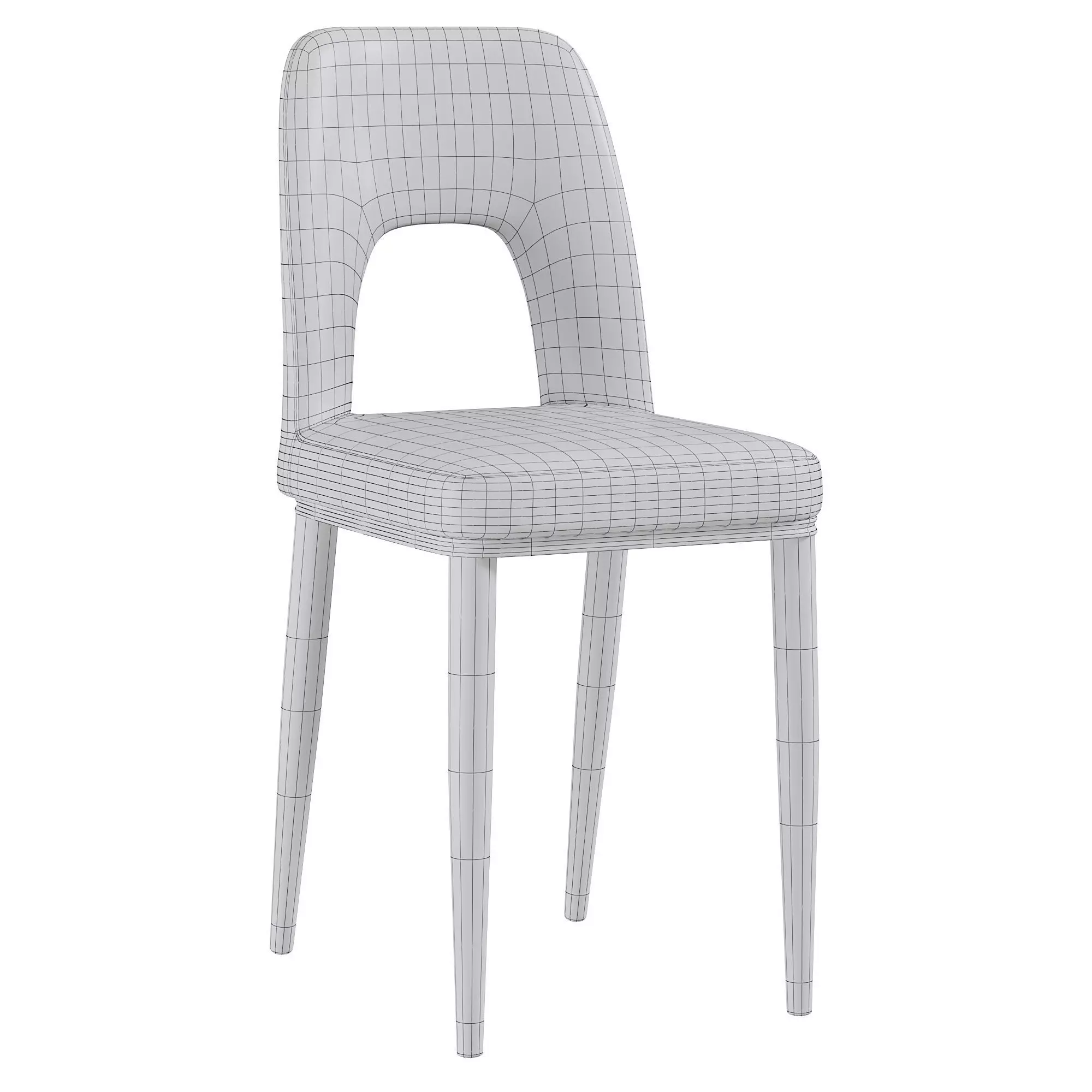 Loop Backrest Armless Chair 3D model_2