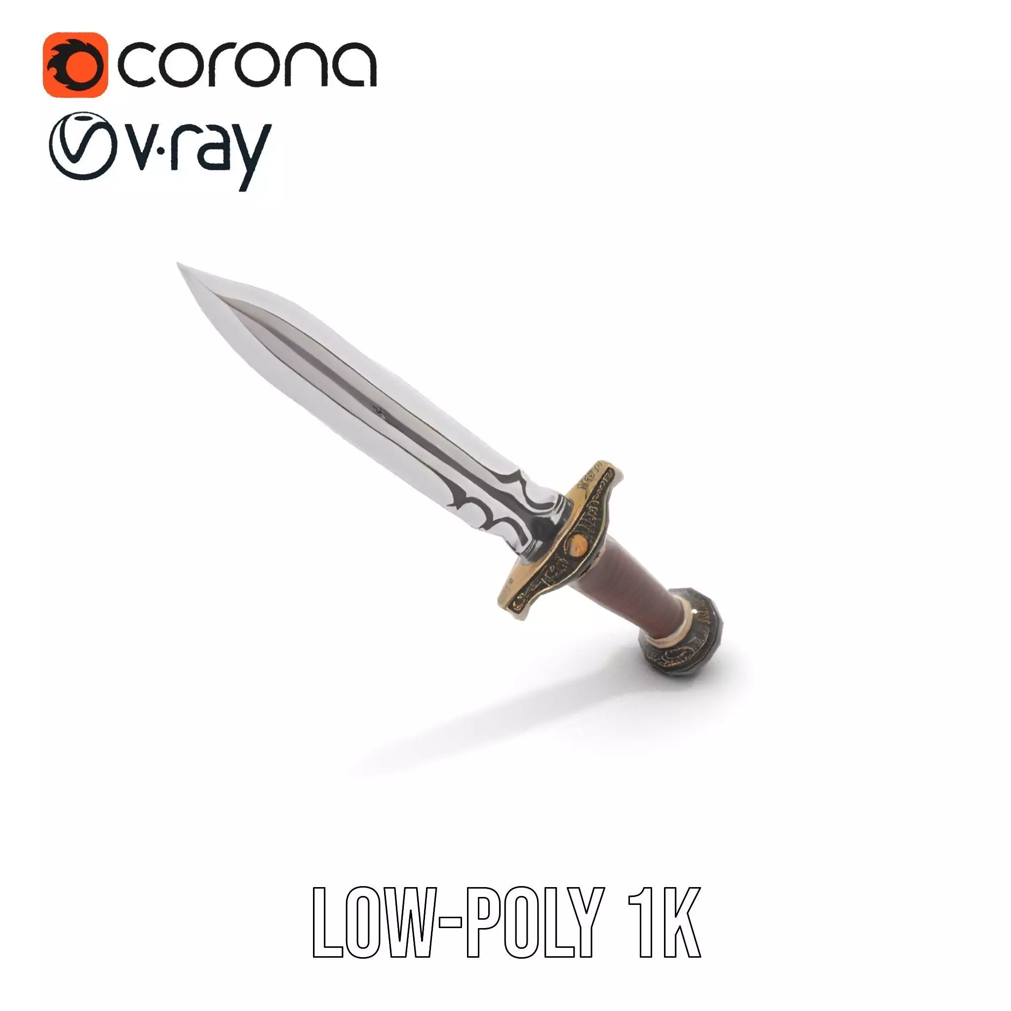 Medieval Silver Sword model pack Low-poly 3D model_7