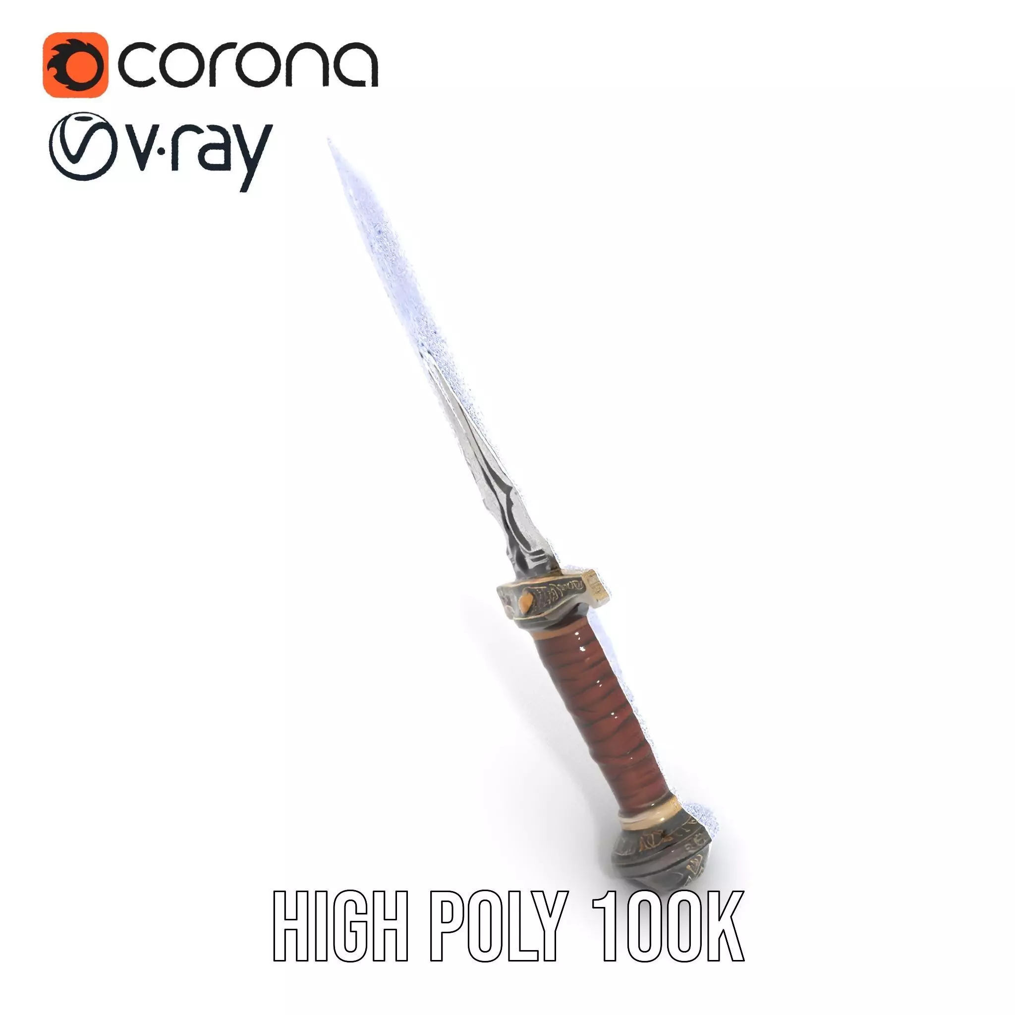 Medieval Silver Sword model pack Low-poly 3D model_34