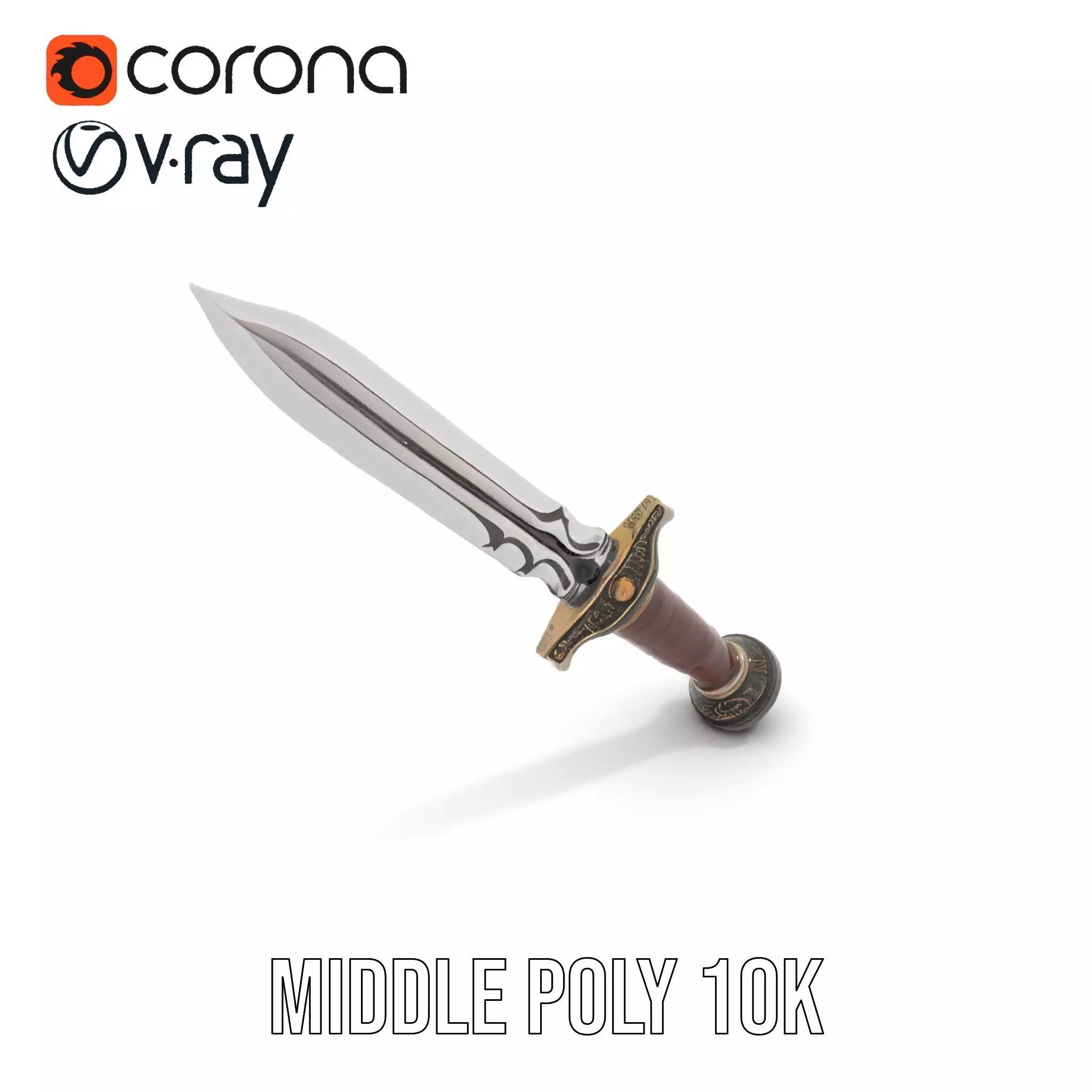 Medieval Silver Sword model pack Low-poly 3D model_6