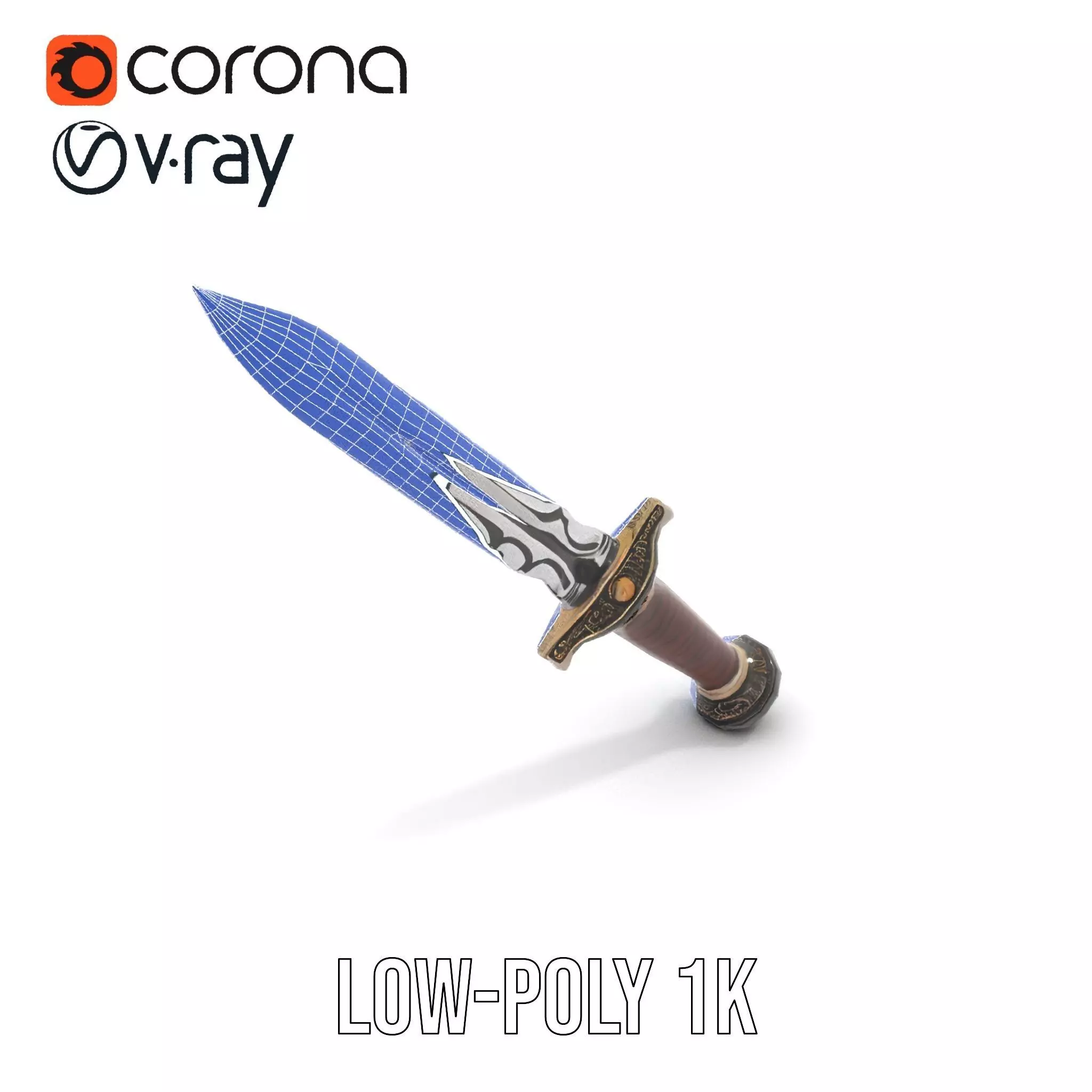 Medieval Silver Sword model pack Low-poly 3D model_24