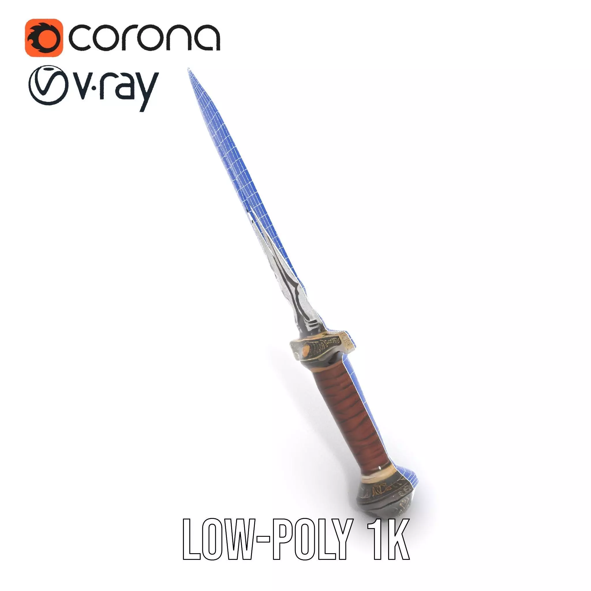 Medieval Silver Sword model pack Low-poly 3D model_12