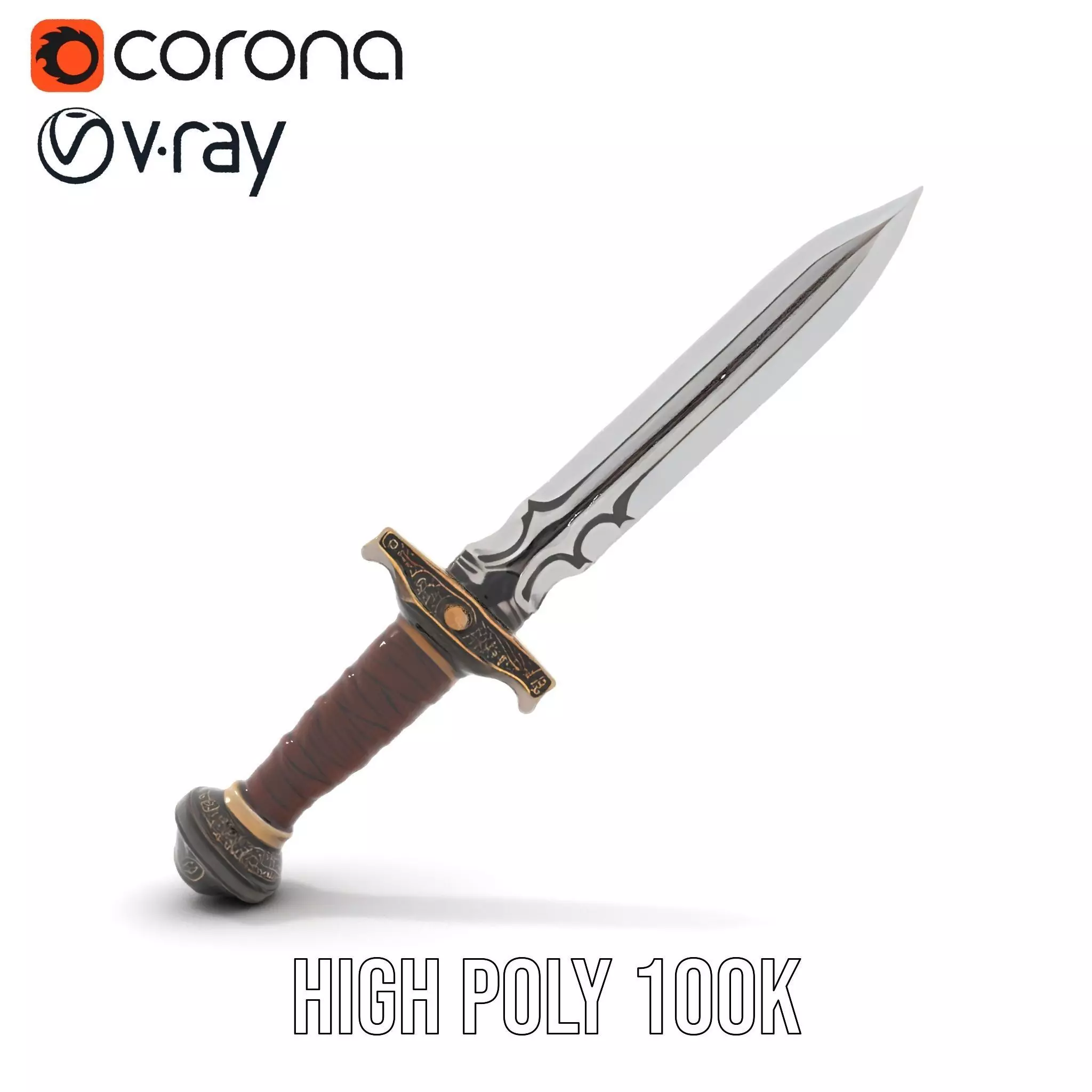 Medieval Silver Sword model pack Low-poly 3D model_20