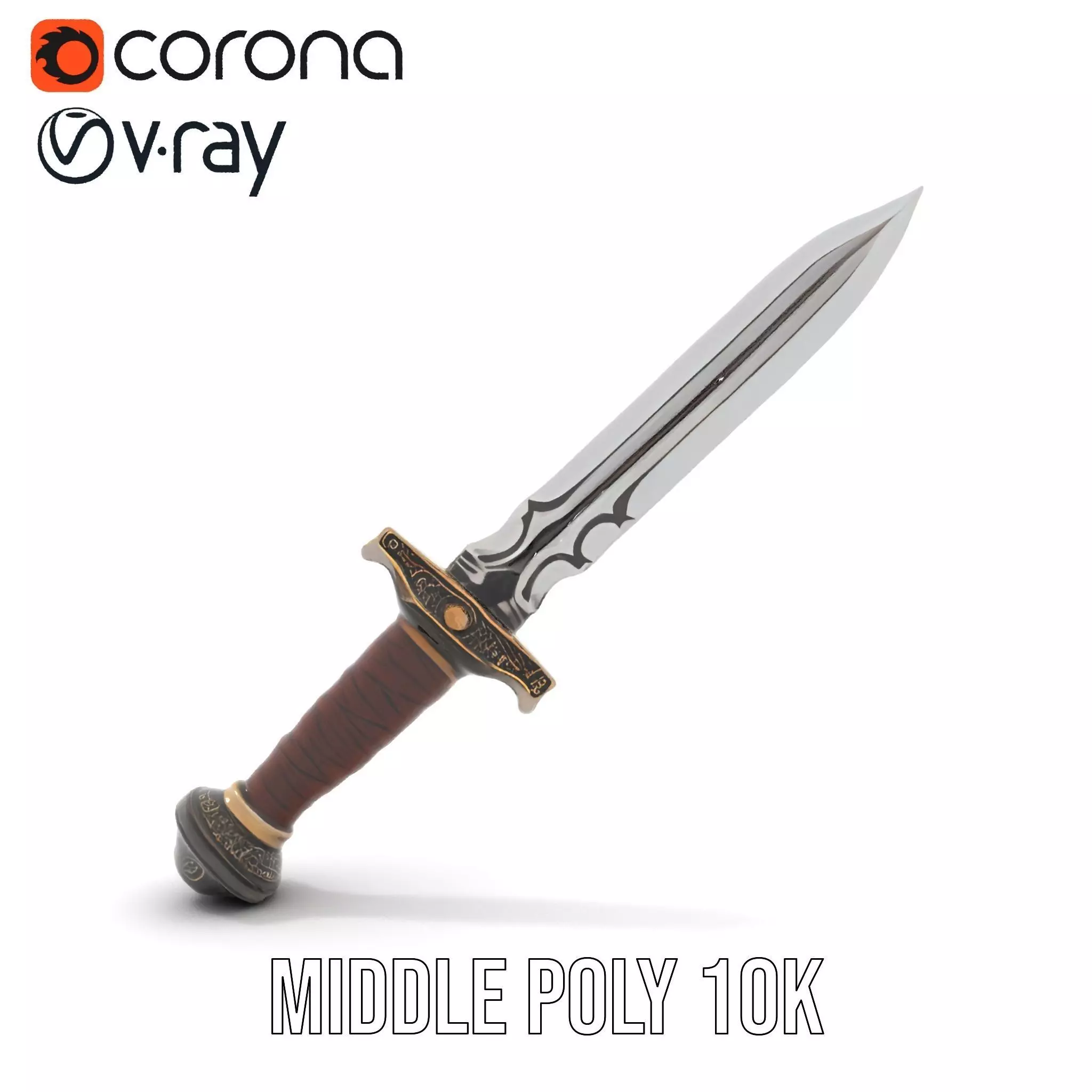 Medieval Silver Sword model pack Low-poly 3D model_13
