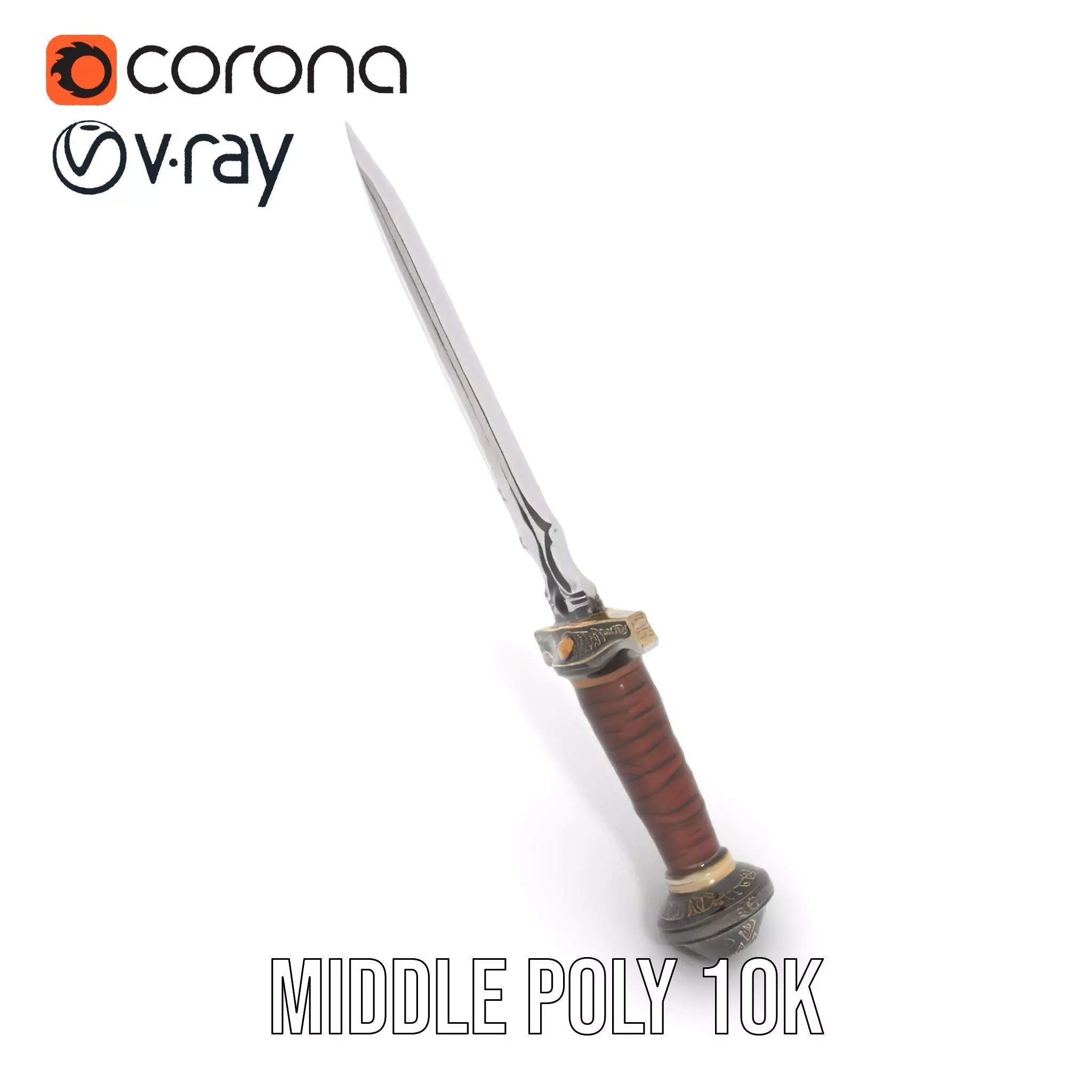 Medieval Silver Sword model pack Low-poly 3D model_11