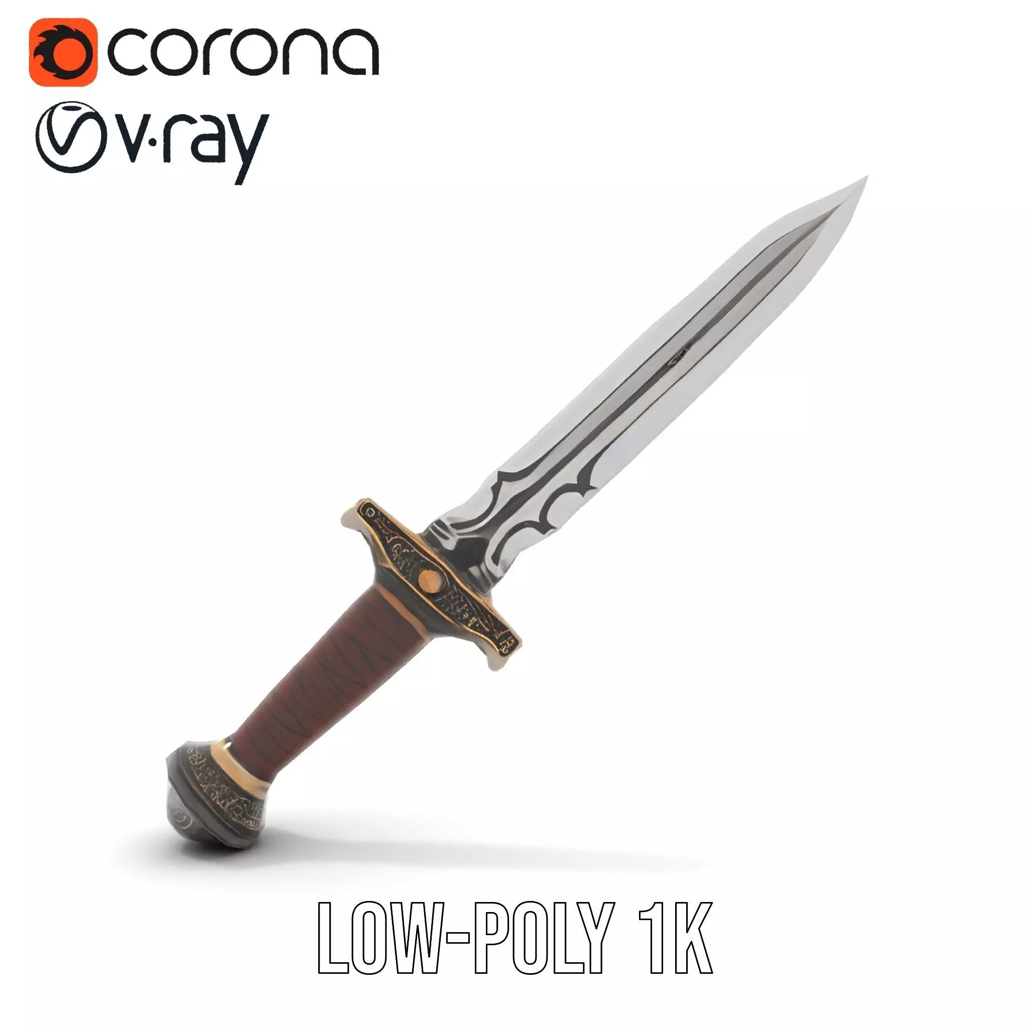 Medieval Silver Sword model pack Low-poly 3D model_22