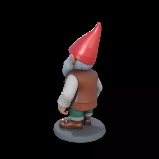 2212Fairy Tale Gnome Color Full Body Figurine on Base 3D print model_17
