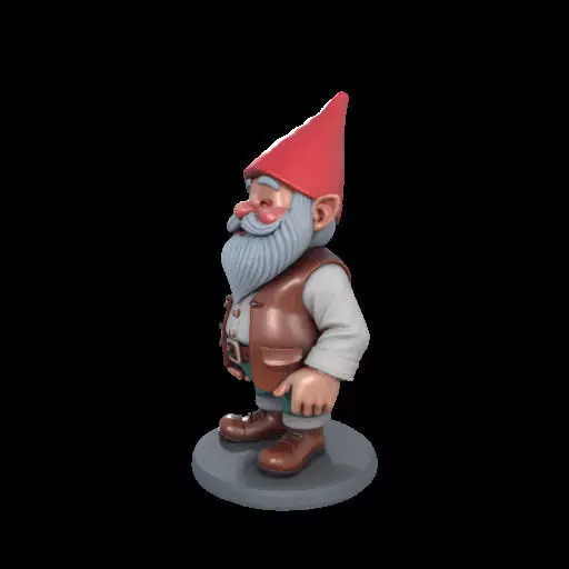 2212Fairy Tale Gnome Color Full Body Figurine on Base 3D print model_24