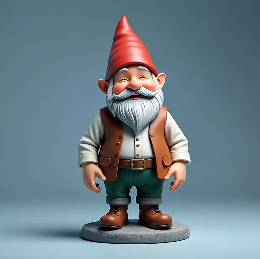 2212Fairy Tale Gnome Color Full Body Figurine on Base 3D print model_2