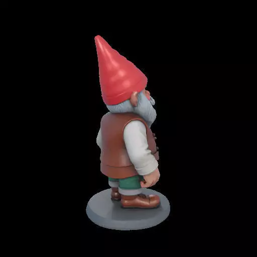 2212Fairy Tale Gnome Color Full Body Figurine on Base 3D print model_8