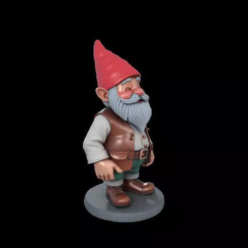 2212Fairy Tale Gnome Color Full Body Figurine on Base 3D print model_30