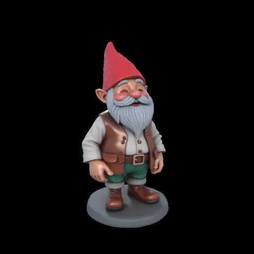 2212Fairy Tale Gnome Color Full Body Figurine on Base 3D print model_18