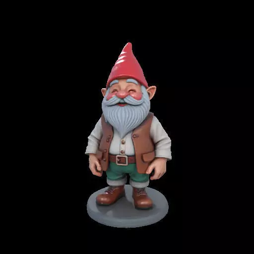 2212Fairy Tale Gnome Color Full Body Figurine on Base 3D print model_28