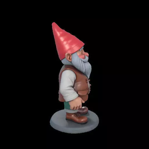 2212Fairy Tale Gnome Color Full Body Figurine on Base 3D print model_33