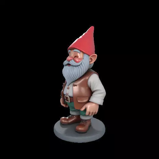 2212Fairy Tale Gnome Color Full Body Figurine on Base 3D print model_25