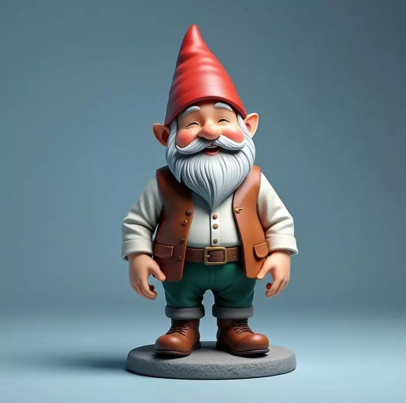 2212Fairy Tale Gnome Color Full Body Figurine on Base 3D print model_4