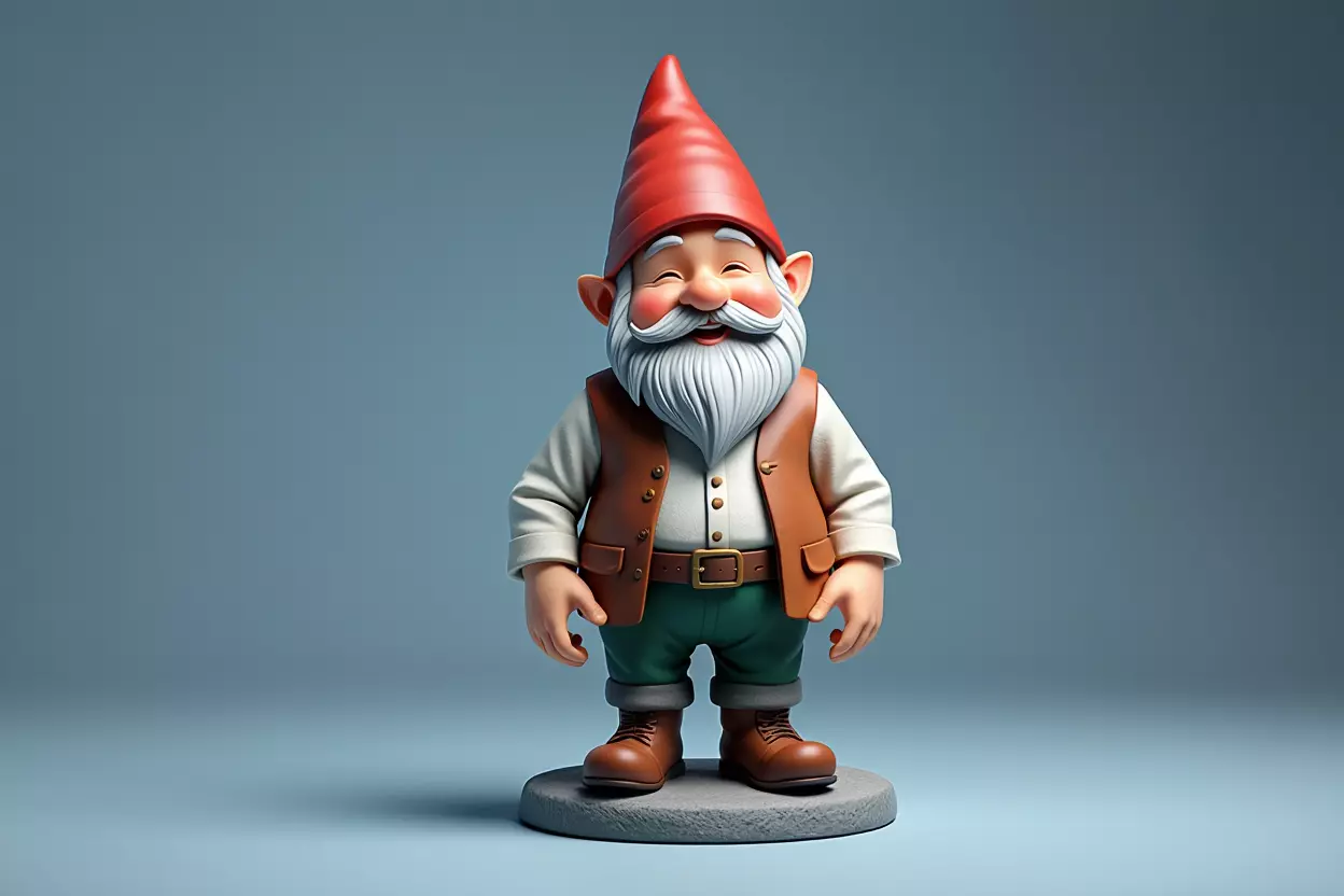 2212Fairy Tale Gnome Color Full Body Figurine on Base 3D print model_0