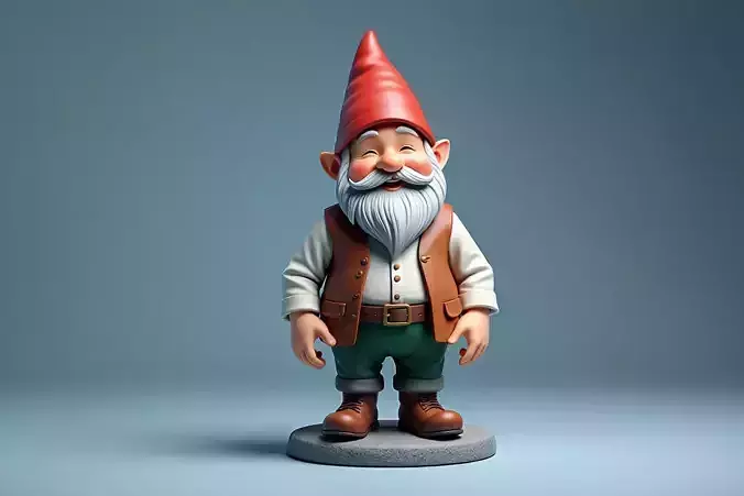 2212Fairy Tale Gnome Color Full Body Figurine on Base