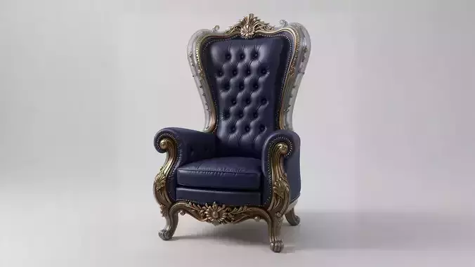 Royal Luxury Chair 3D Model Premium Throne Style PBR Textured