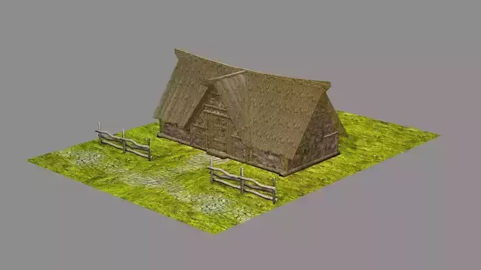Medieval Viking House 03 Game Ready Low-poly 3D Model