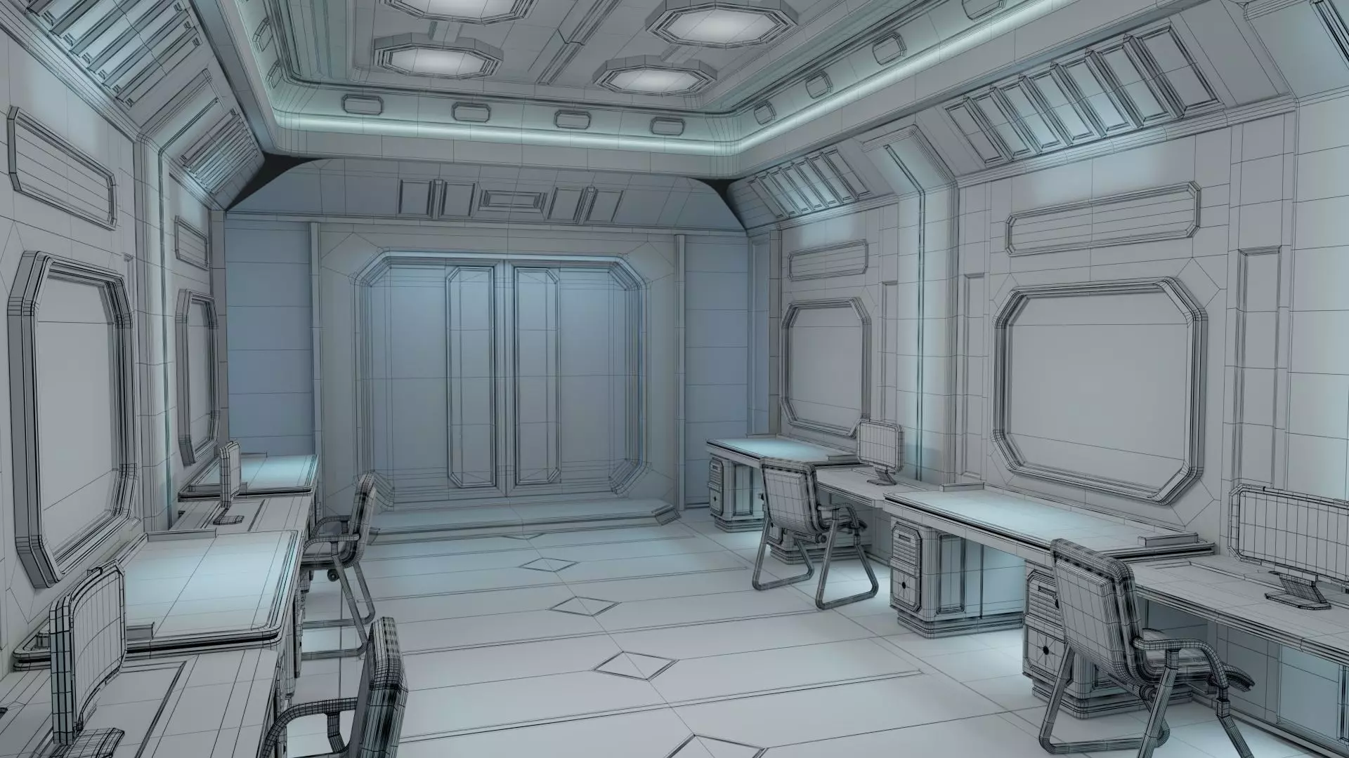 Sci Fi Interior Station 3D model_9
