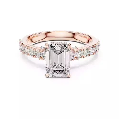Emerald Cut Hidden Halo Engagement Wedding Ring 3DM STL Video