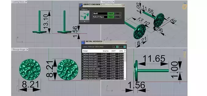 Yellow Gold Circle Eye Design stl 3dm Earrings Model ge0035