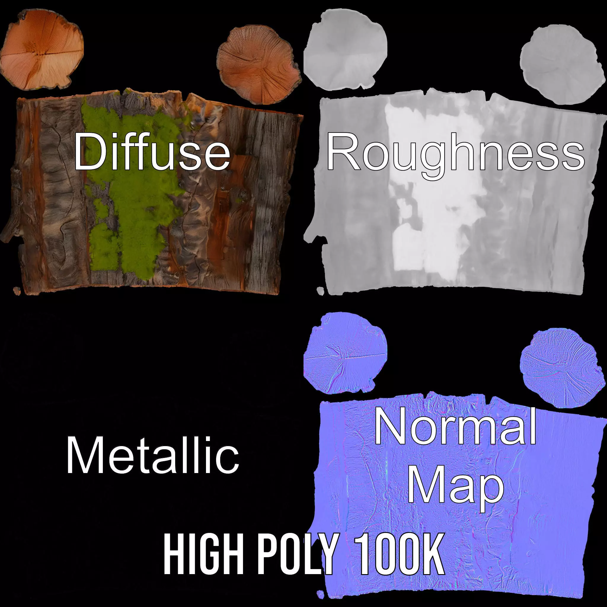Mossy Log Detail model pack Low-poly 3D model_4