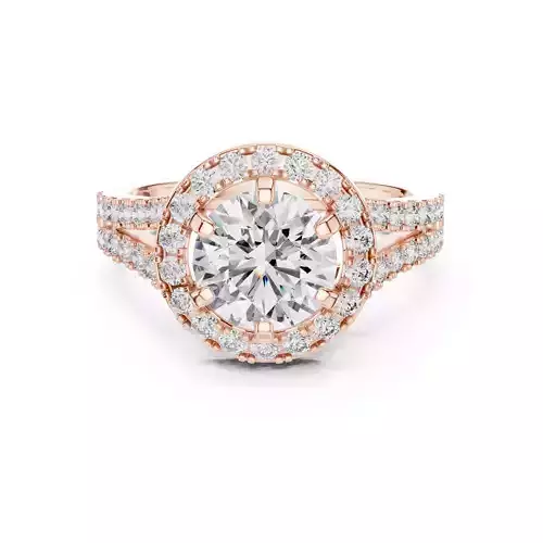 Split Shank Round Cut Halo Diamond Engagement Ring 3DM STL Video 3D print model