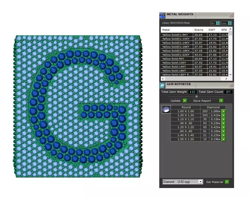 Custom Initial A to Z Letter Diamond Ring - Alphabet Rings 3D print model_4