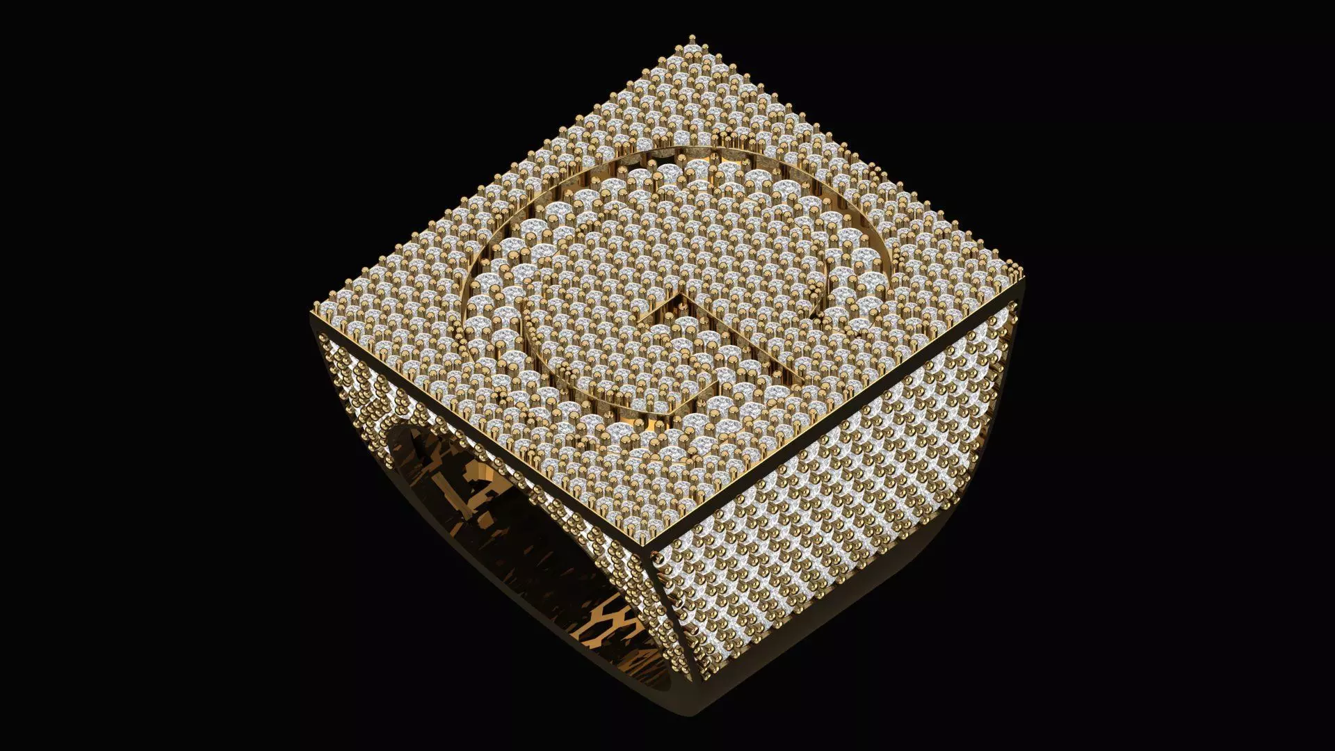 Custom Initial A to Z Letter Diamond Ring - Alphabet Rings 3D print model_1