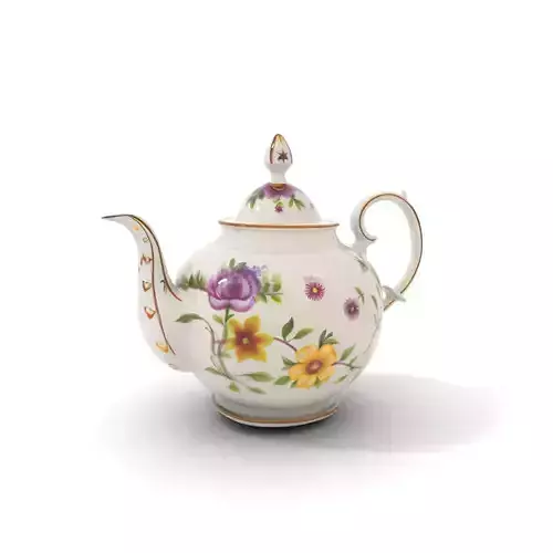 Floral Ceramic Teapot model pack Low-poly 3D model