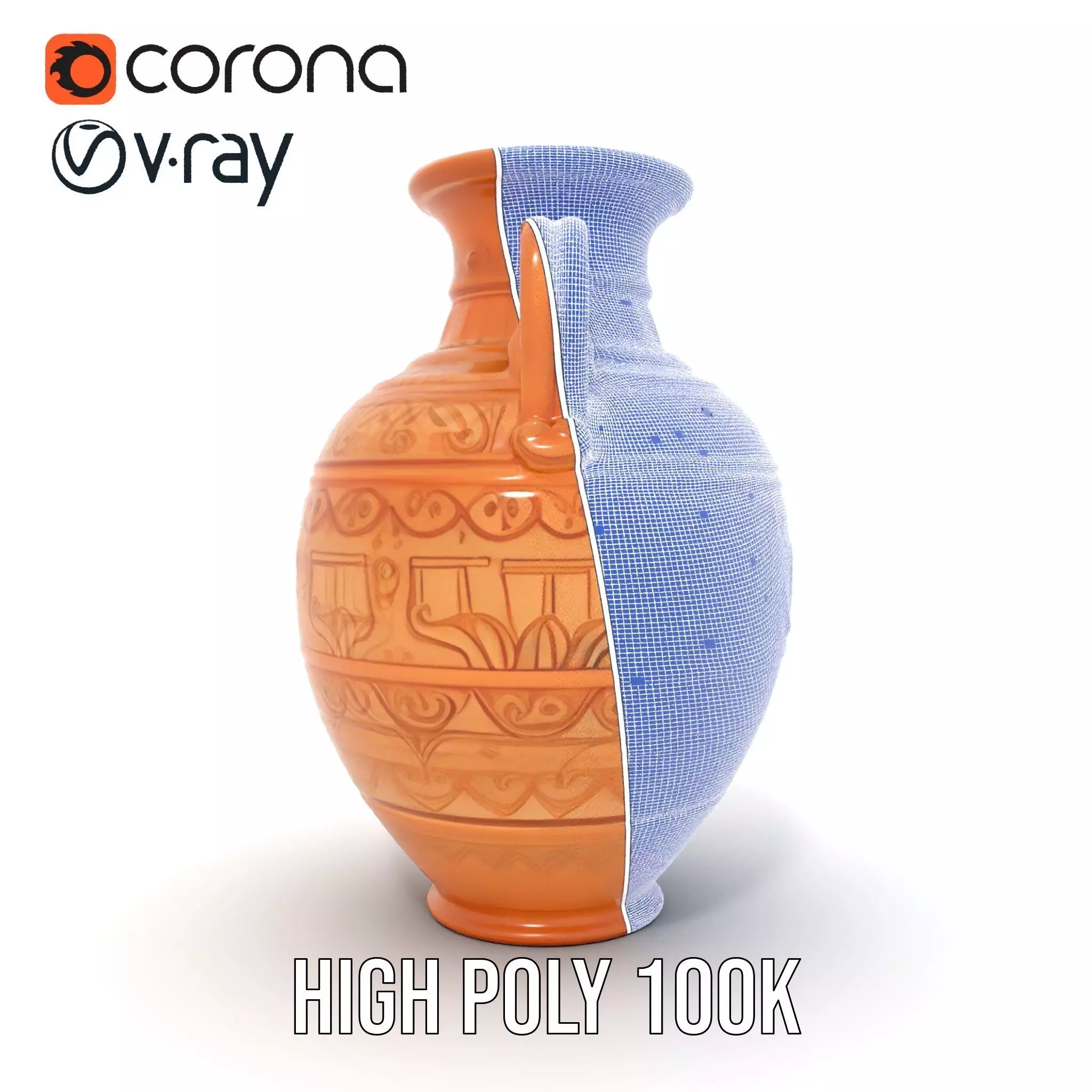 Engraved Terracotta Vase model pack Low-poly 3D model_35