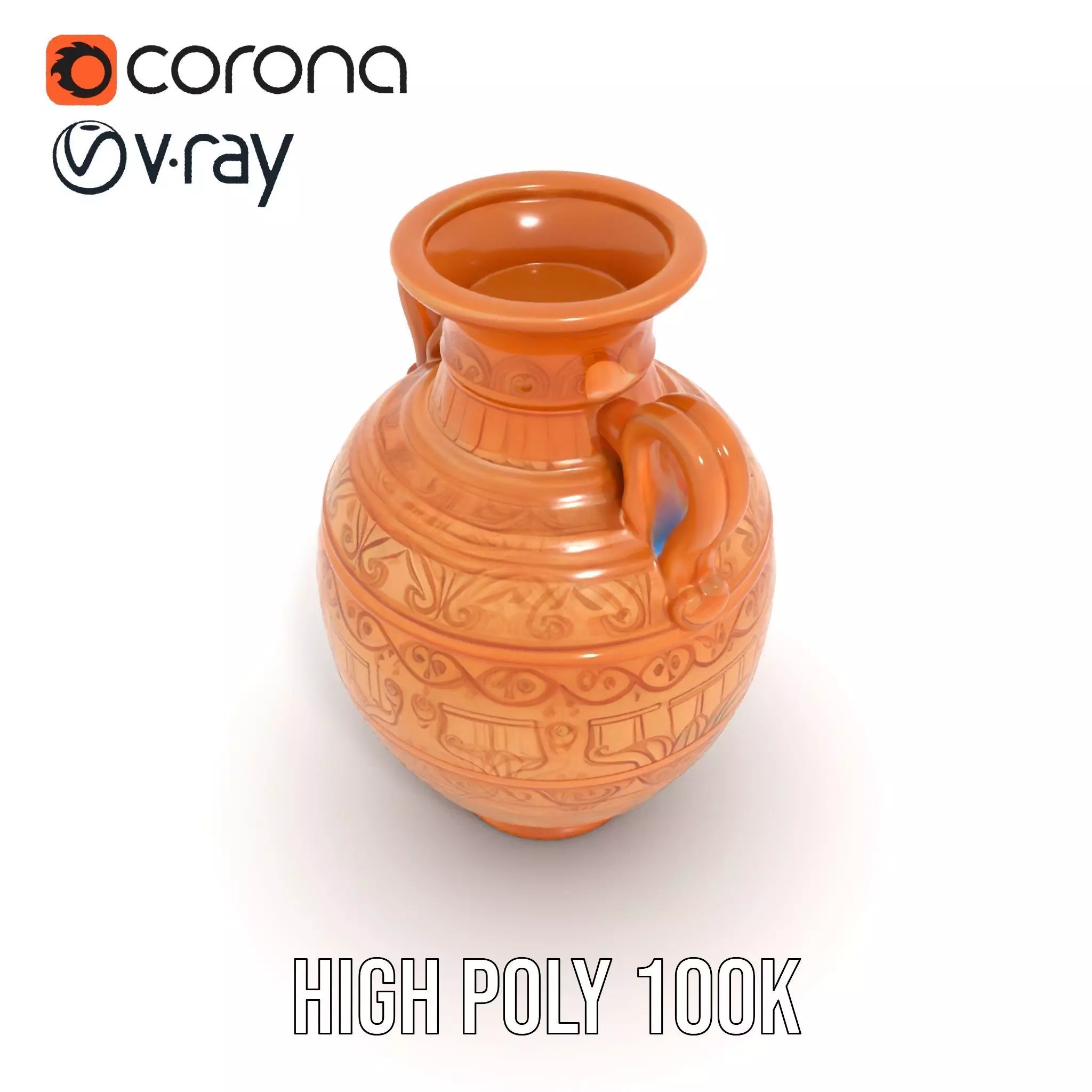 Engraved Terracotta Vase model pack Low-poly 3D model_21