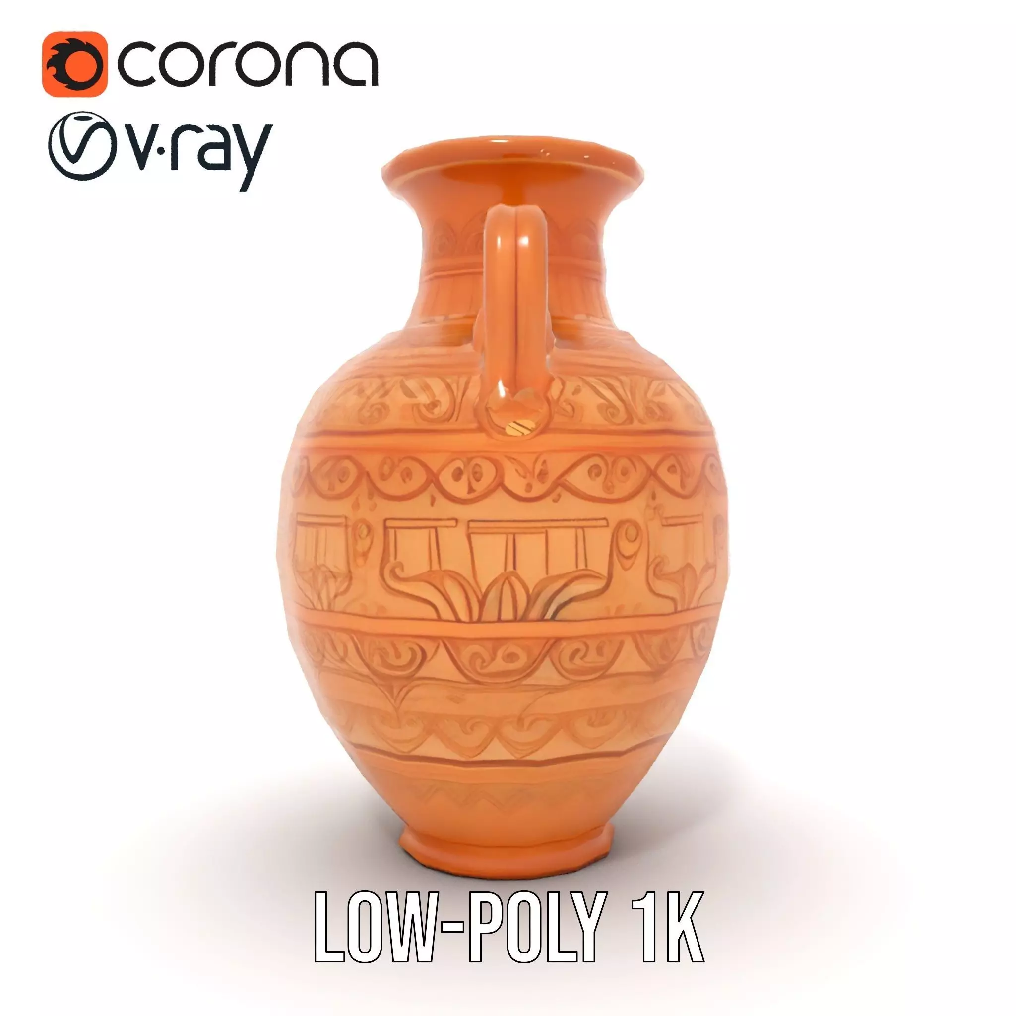 Engraved Terracotta Vase model pack Low-poly 3D model_16