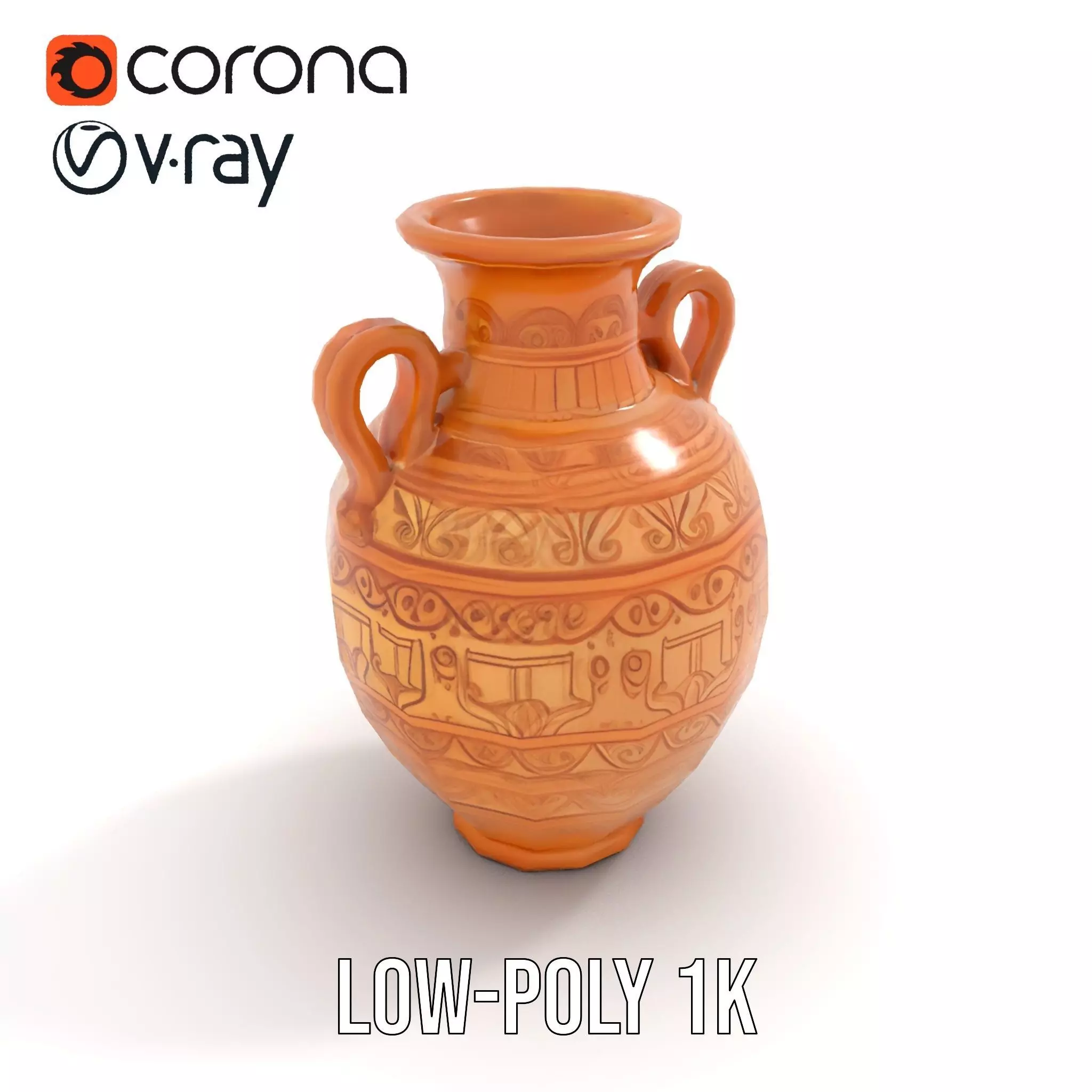 Engraved Terracotta Vase model pack Low-poly 3D model_20