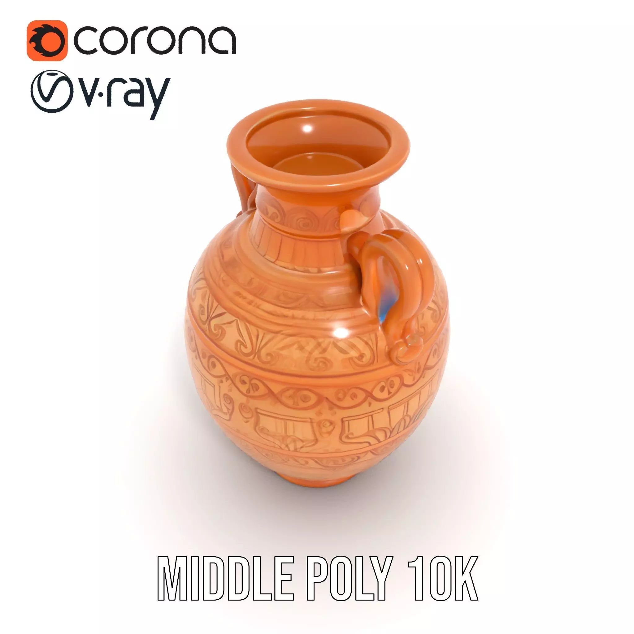 Engraved Terracotta Vase model pack Low-poly 3D model_22