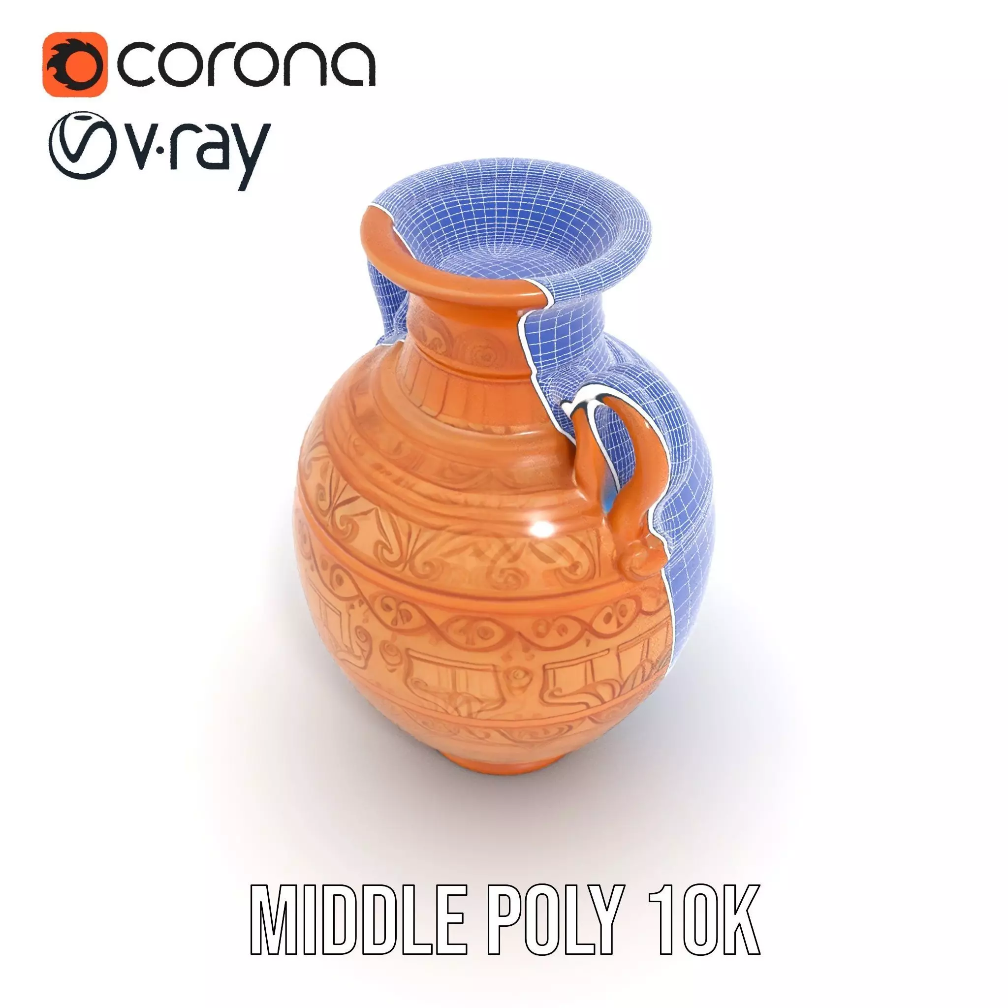 Engraved Terracotta Vase model pack Low-poly 3D model_17