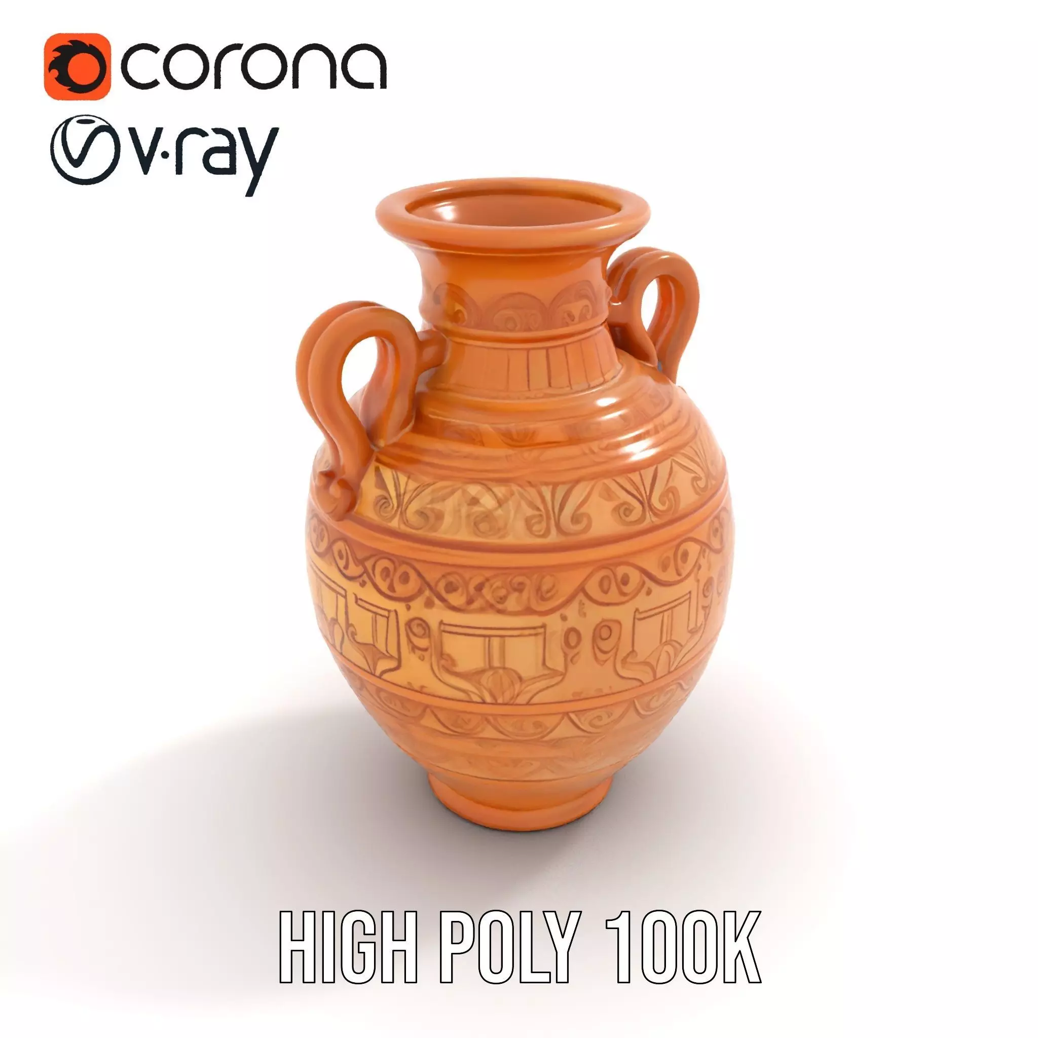 Engraved Terracotta Vase model pack Low-poly 3D model_14