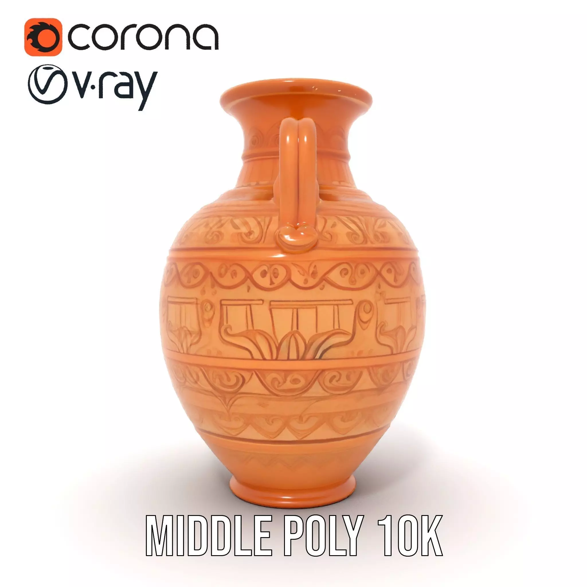 Engraved Terracotta Vase model pack Low-poly 3D model_7