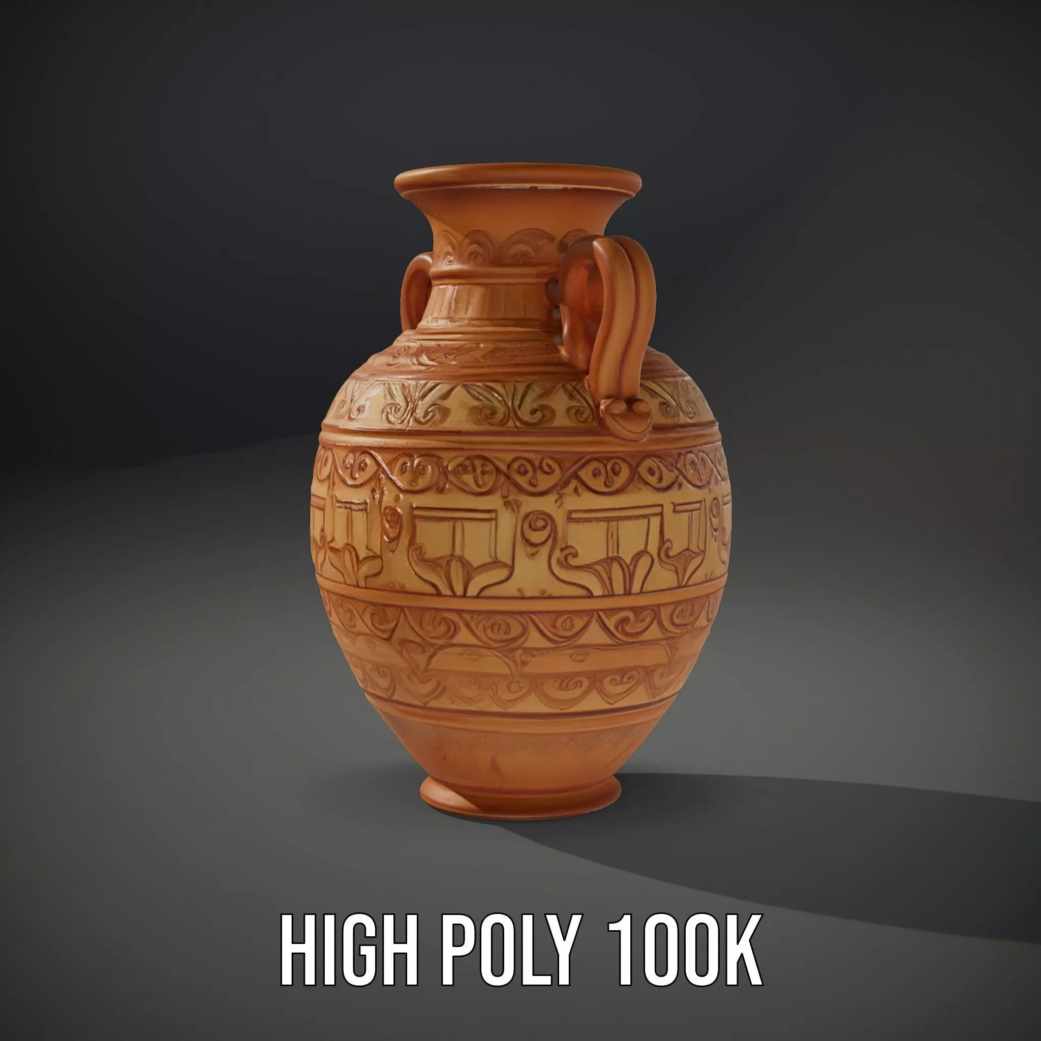 Engraved Terracotta Vase model pack Low-poly 3D model_9