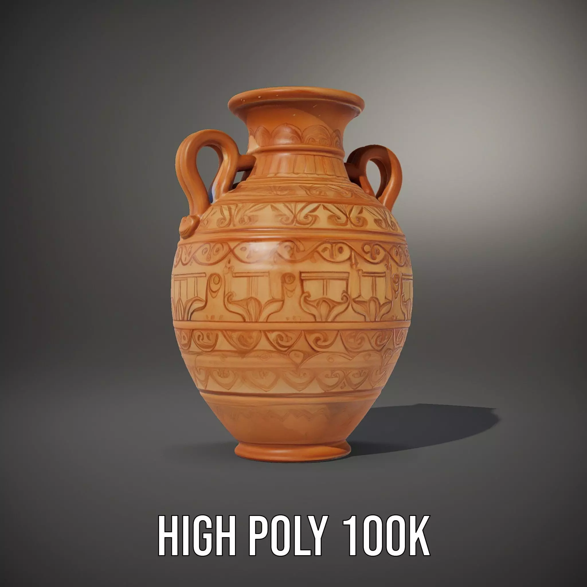 Engraved Terracotta Vase model pack Low-poly 3D model_11