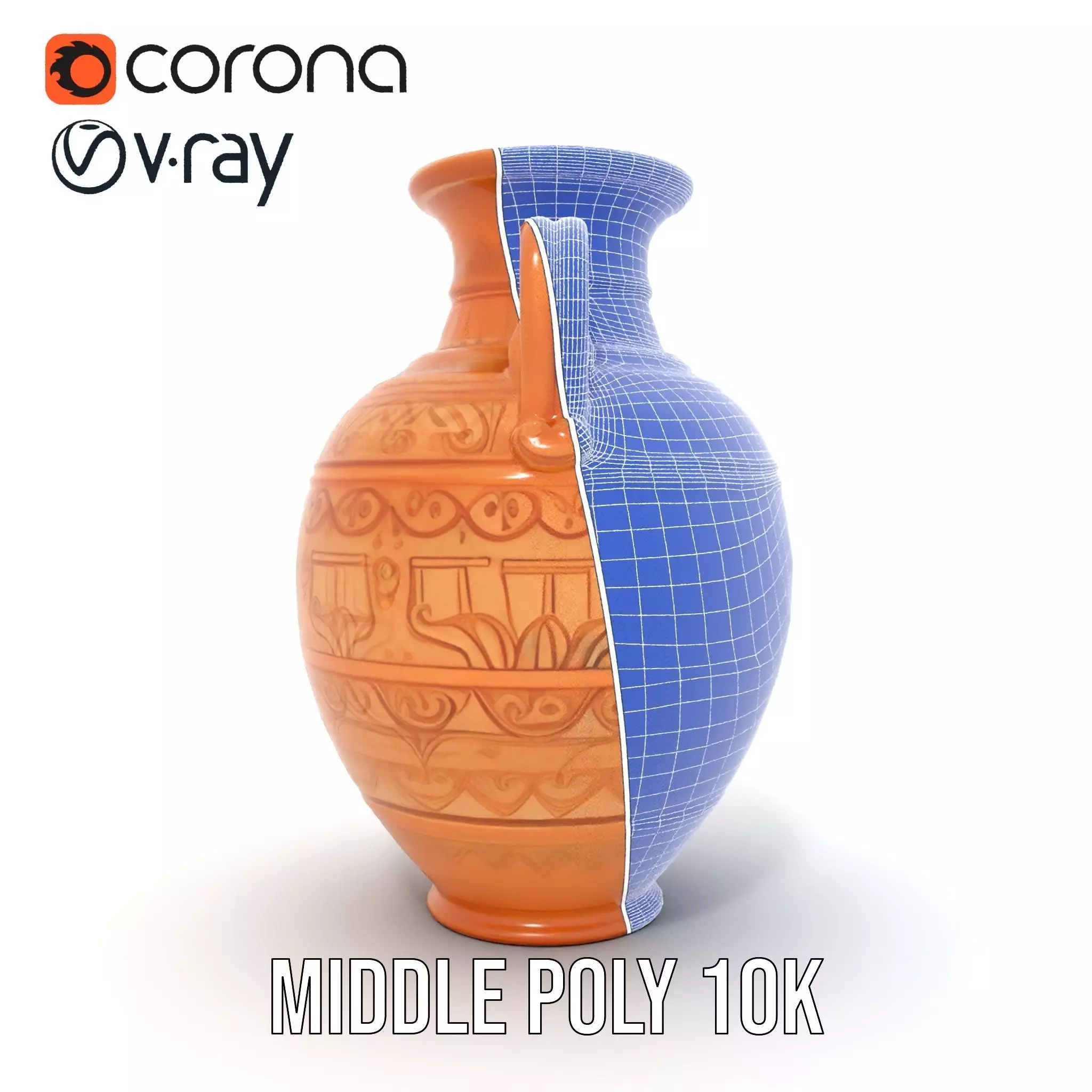 Engraved Terracotta Vase model pack Low-poly 3D model_27