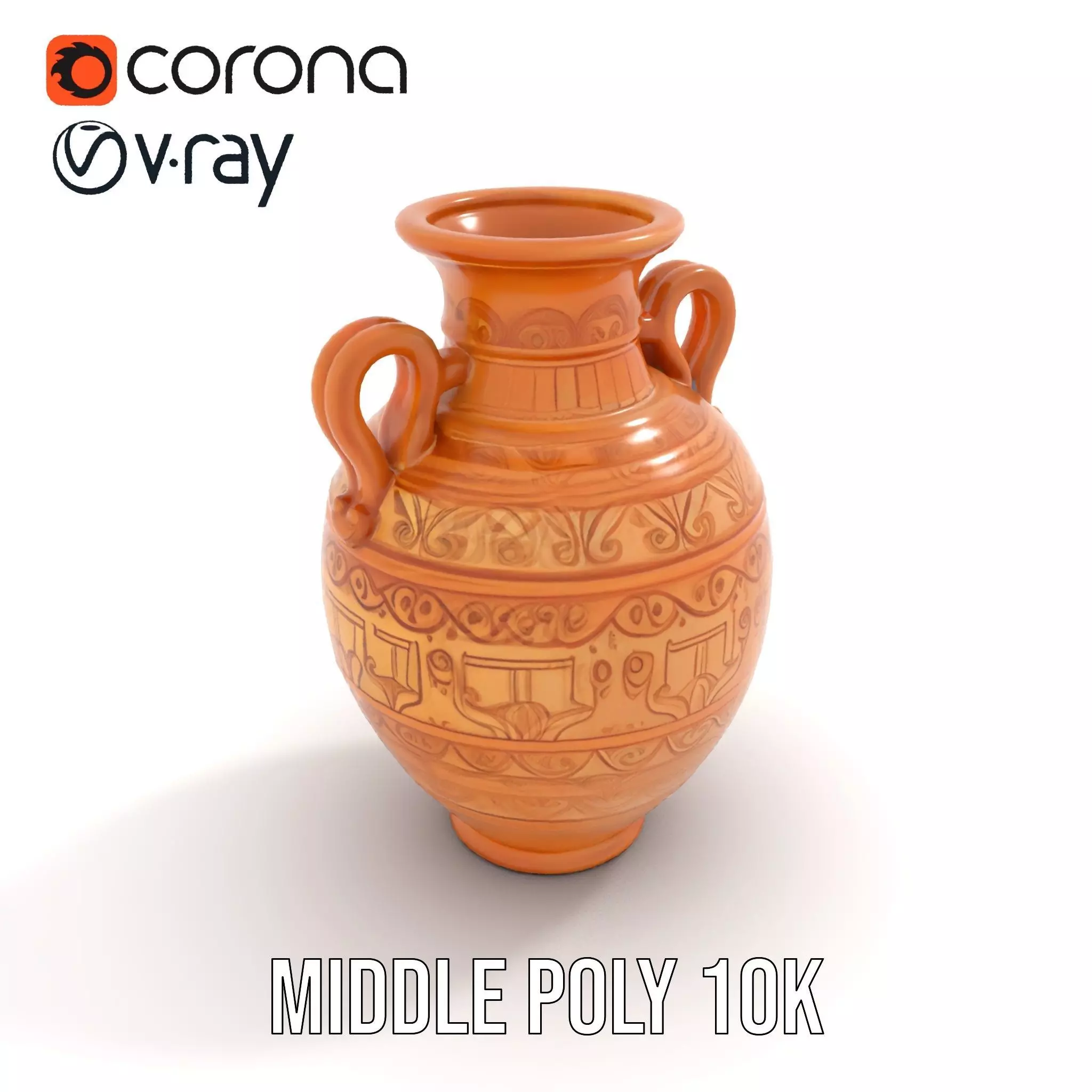 Engraved Terracotta Vase model pack Low-poly 3D model_15